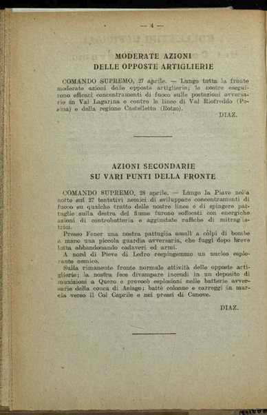 Il diario della nostra guerra : bollettini ufficiali dell'esercito e della marina